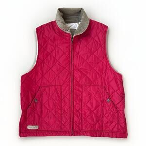 VTG Ralph Lauren Red Quilted Vest w/ Equestrian Lining Womens Size Petite Medium
